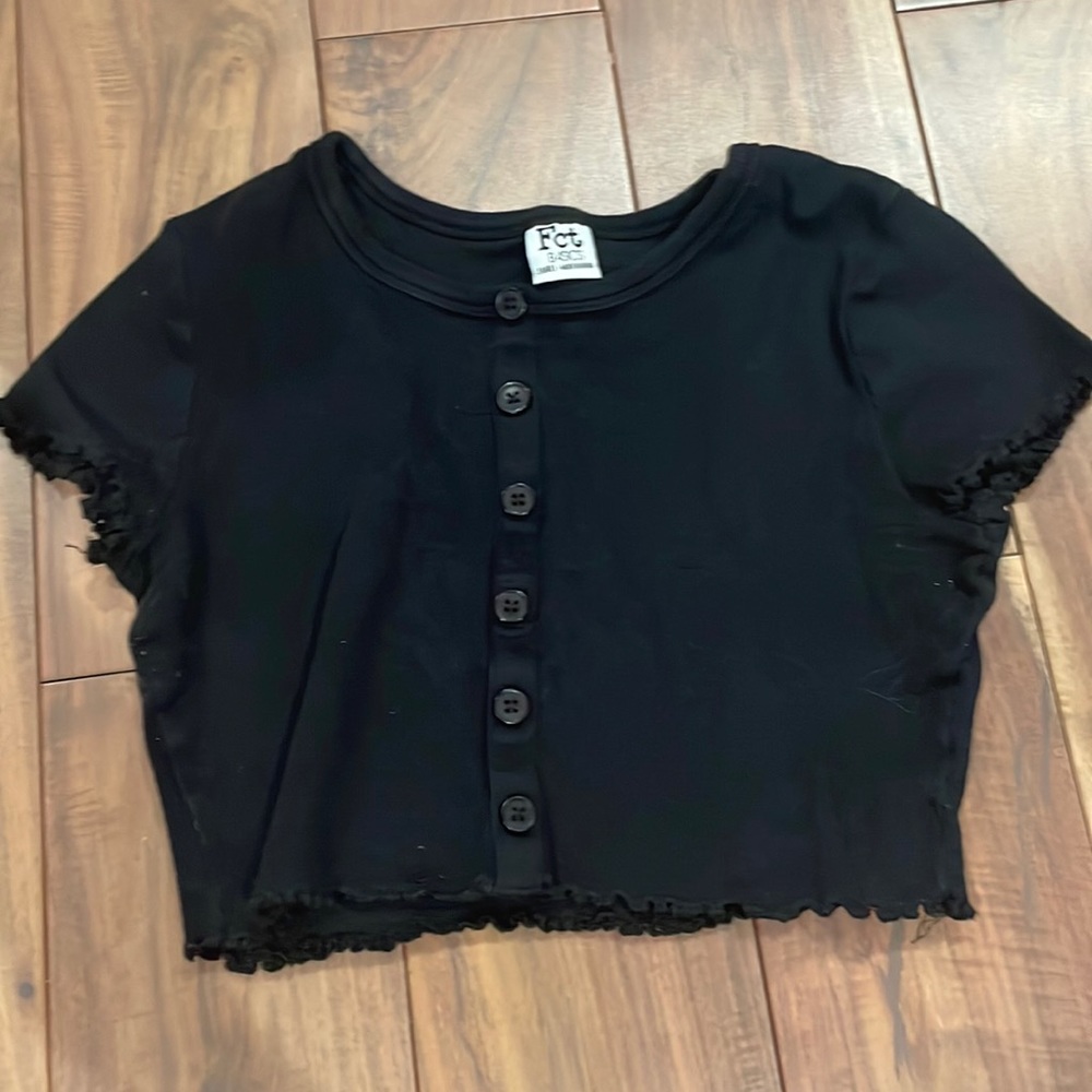 Black crop top with buttons